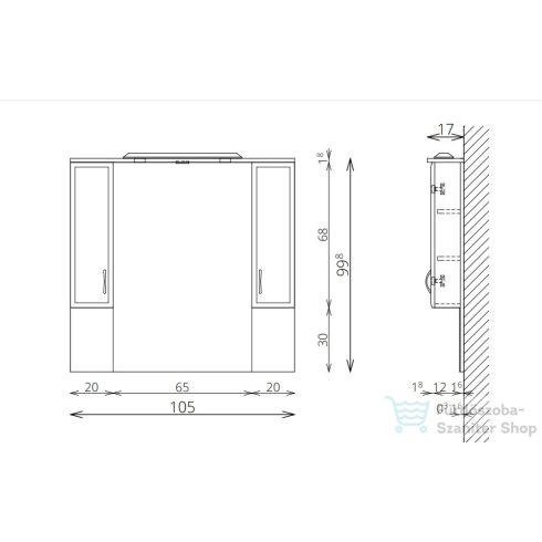TBoss Classic 105 tükrös szekrény 00223062000511030