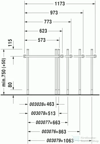 Duravit Happy D.2 fémállvány 80 cm-es mosdóhoz 0030771000 ( 003077 )