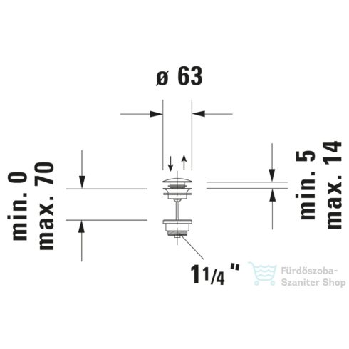 Duravit UNIVERSAL click-clack leeresztő túlfolyóval, szálcsiszolt bronz 0050520400