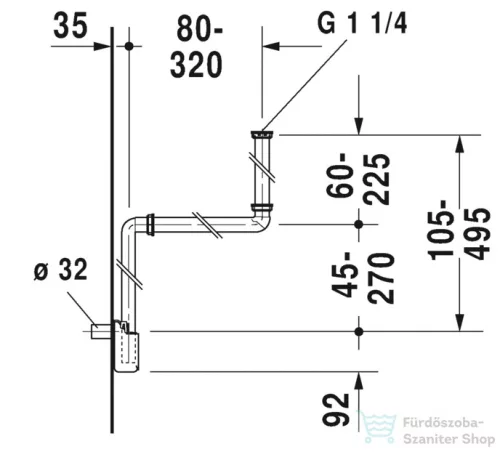 Duravit Accessories helytakarékos szifon, fehér 0050760000