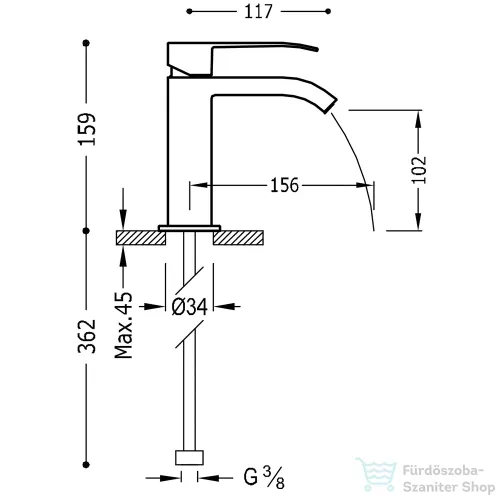 Tres CUADRO EXCLUSIVE mosdó csaptelep, leeresztő nélkül, steel 00610101AC