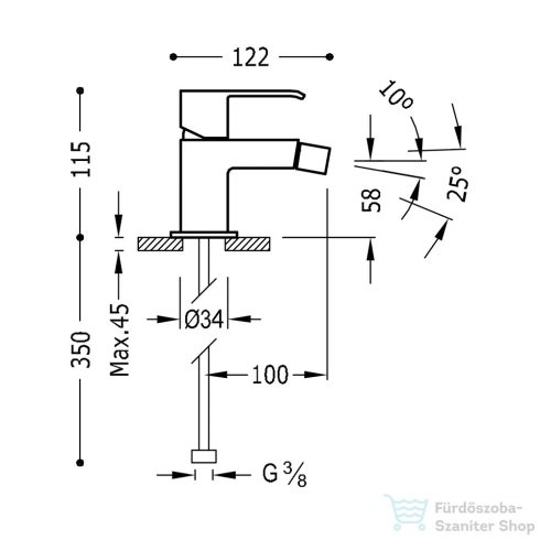 TRES Cuadro Exclusive - Bidécsaptelep, leeresztő nélkül, matt fekete 00612001NM