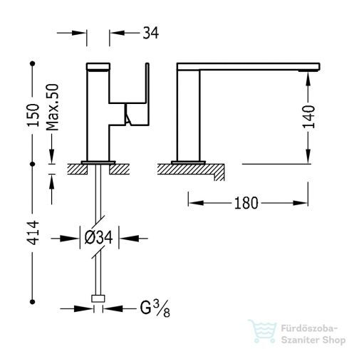 Tres CUADRO EXCLUSIVE mosdó csaptelep, leeresztő nélkül, matt fekete 00620501NM