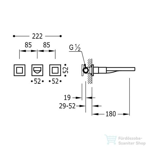 TRES- Cuadro Exclusive Fali mosdó csaptelep 180 mm kifolyóval, matt fekete 00815301NM