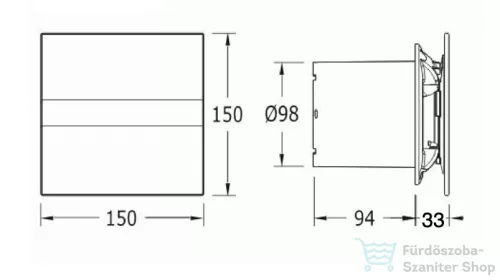 Sapho CATA E-100 G BK ventilátor, 8W, o100mm, fekete (00900402)