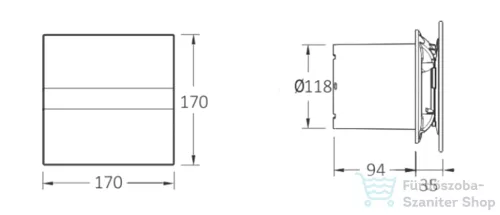Sapho CATA E-120 GBT fürdőszobai ventilátor, 15W, 120mm, fekete (00901502)