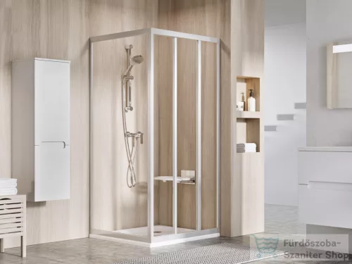 Ravak SUPERNOVA ASDP3+APSS 80x90 cm-es tolóajtós zuhanykabin fix oldalfallal,szatén/transparent 00V40UR2Z1SET80APSS90
