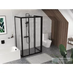   Ravak SUPERNOVA ASDP3+APSS+APSS 100x80 cm-es tolóajtós,3 oldalas zuhanykabin,fekete/transparent 00VA03R2Z1SET1002XAPSS80