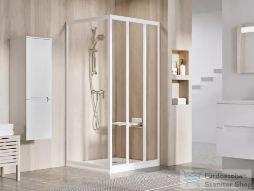 Ravak SUPERNOVA ASDP3+APSS 120x90 cm-es tolóajtós zuhanykabin fix oldalfallal,fehér/transparent 00VG01R2Z1SET120APSS90