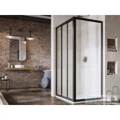   Ravak SUPERNOVA ASDP3+APSS 120x90 cm-es tolóajtós zuhanykabin fix oldalfallal,fekete/transparent 00VG03R2Z1SET120APSS90
