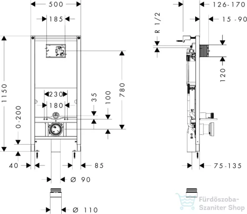 Hansgrohe iFRAME 1120 falsík alatti wc tartály 01022180