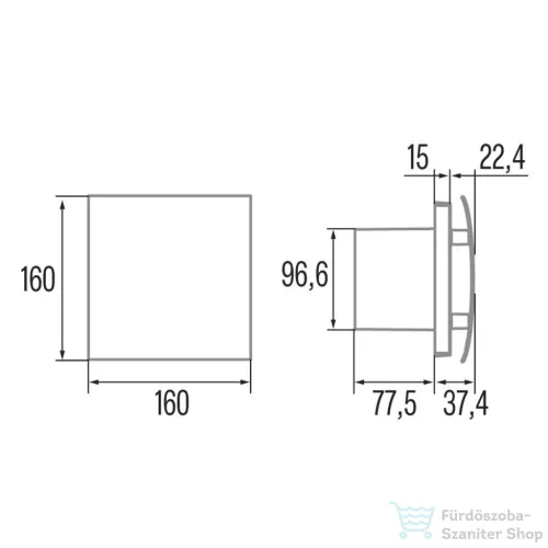 Sapho Cata UC-10 Silentis STD ventilátor dekoratív előlappal, pillangószeleppel, 8W, 100mm, szürke (01221100)