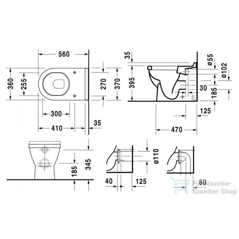 Duravit Starck 3 álló wc HygieneGlaze felülettel 0124092000 ( 012409 )