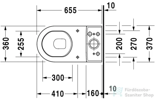 Duravit STARCK 3 hátsó kifolyású monoblokkos wc Wondergliss bevonattal,01260900001