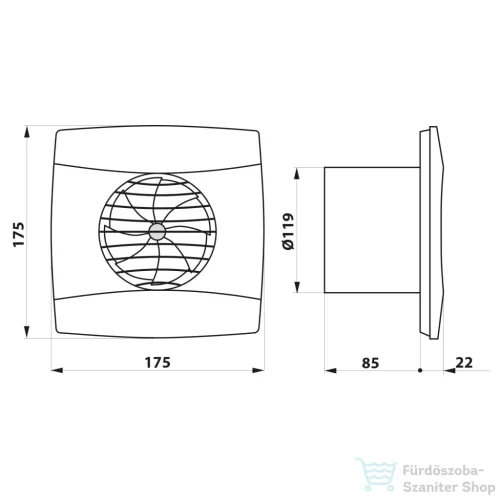 Sapho UC-12 T ventilátor, 12W, 120mm, fehér (01300100)