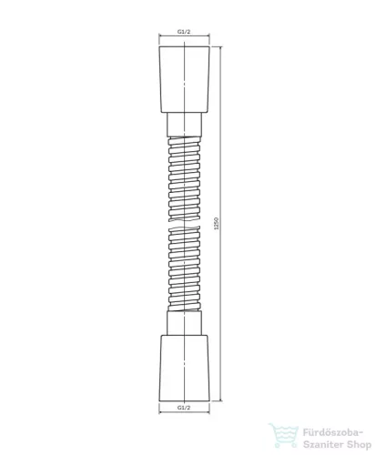 Omnires 125 cm-es zuhanycső, selyemfényű fekete 022-BL