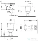 Duravit 1930 Series kombi wc, alsó kifolyással 02270100001 Wondergliss bevonattal,02270100001