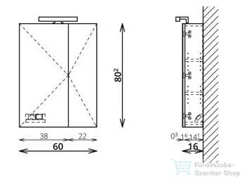 TBoss Mirror Box Recta 60 tükrös szekrény LED világítással 0262306100052402000