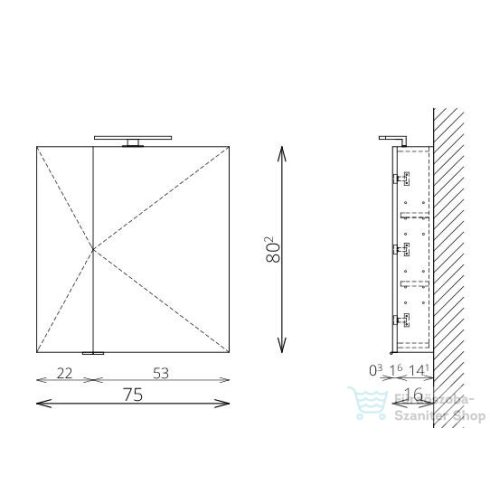 TBoss Mirror Box Recta 75 tükrös szekrény LED világítással 0282306100052402000