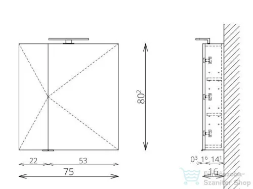 TBoss Mirror Box Recta 75 tükrös szekrény LED világítással 0282306100052402000