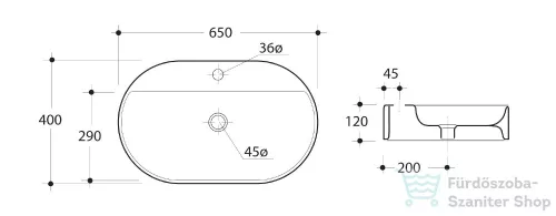 Sapho Kerasan RING pultra szerelhető  mosdó 65x12x40 cm 028501