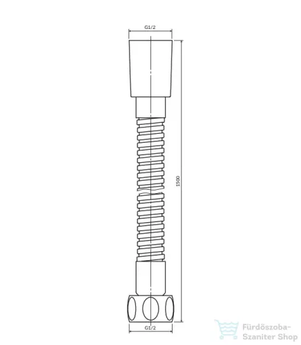 Omnires 150 cm-es, zuhanycső, sárgaréz csatlakozással, polírozott réz 029CP