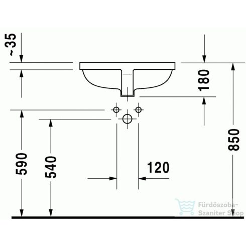 Duravit Starck 3 49x36,5 alulról beépíthető mosdó 0305490000 ( 030549 )