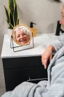 Sapho MAREN álló kozmetikai tükör, átm.:145mm, fekete/bambusz (03119510)