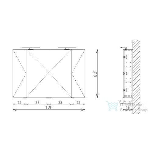 TBoss Mirror Box Recta 120 tükrös szekrény LED világítással 0312316100172402000