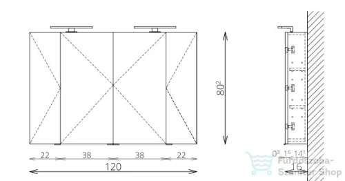 TBoss Mirror Box Recta 120 tükrös szekrény LED világítással 0312316100172402000