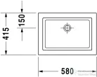 Duravit 2ND FLOOR 58x41,5 ráültethető mosdó csaplyuk nélkül,Wondergliss bevonattal,03175800001