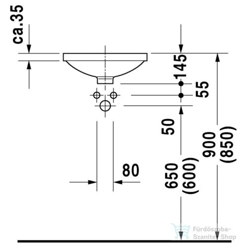 Duravit Architec alulról beépíthető mosdó 375mm átmérővel 0319370000 ( 031937 )
