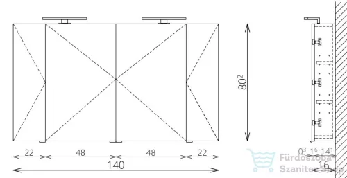 TBoss Mirror Box Recta 140 tükrös szekrény LED világítással 0322316100172402000