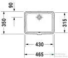 Duravit VERO 46,5x35 cm-es alulról beépíthető mosdó Wondergliss bevonattal 03304300001