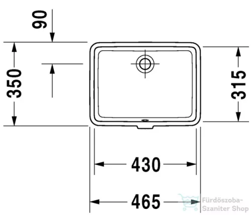 Duravit VERO 46,5x35 cm-es alulról beépíthető mosdó Wondergliss bevonattal 03304300001