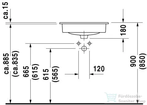 Duravit D-Code 54x43 cm beépíthető mosdó 0337540000 ( 033754 )