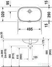 Duravit D-Code 49x29 cm-es alulról beépíthető mosdó 0338490000 ( 033849 )
