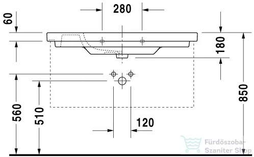 Duravit D-Code 105x48 cm-es beépíthető mosdó 03421000002 ( 034210 )