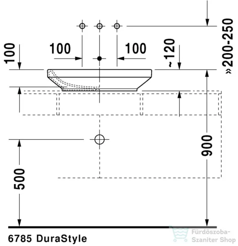 Duravit DURASTYLE 60x38 cm-es ráültethető mosdó Wondergliss bevonattal,03496000001