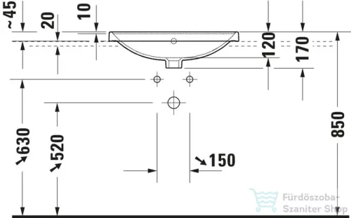 Duravit D-NEO 60x44 cm-es bútorral aláépíthető mosdó, fehér 0357600027