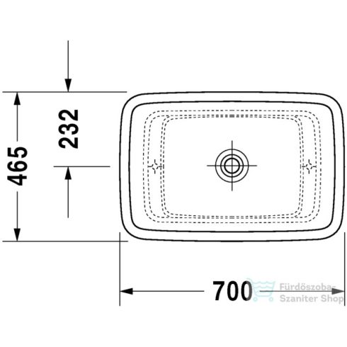 Duravit PURAVIDA 69,5x41,5 cm-es ráültethető mosdó csaplyuk és túlfolyó nélkül,0369700000