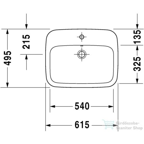 Duravit DURASTYLE 61,5x49,5 beépíthető mosdó Wondergliss bevonattal 03746200001