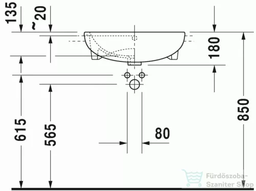 Duravit ME by Starck 55x45,5 cm félig beépíthető mosdó 0378550000 ( 037855 )