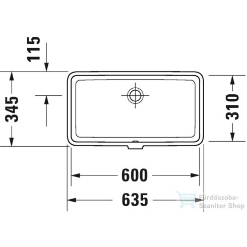 Duravit VERO AIR 63,5x34,5 cm-es alulról beépíthető mosdó Wondergliss bevonattal,03846000001