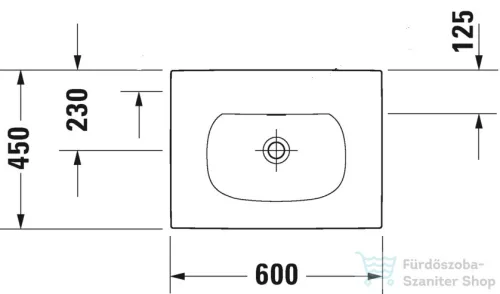Duravit Viu 60x45 cm beépíthető mosdó csaplyuk nélkül,Wondergliss bevonattal 03856000601
