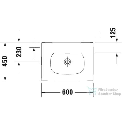 Duravit Viu 60x45 cm beépíthető mosdó csaplyuk nélkül, 0385600060
