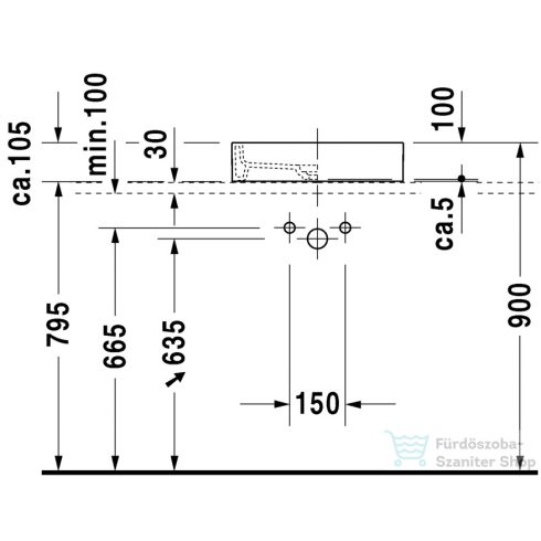 Duravit STARCK 1 47x47 cm-es ráültethető mosdó túlfolyó nélkül,Wondergliss bevonattal,03874700271