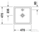 Duravit STARCK 1 47x47 cm-es ráültethető mosdó túlfolyó nélkül,0387470027