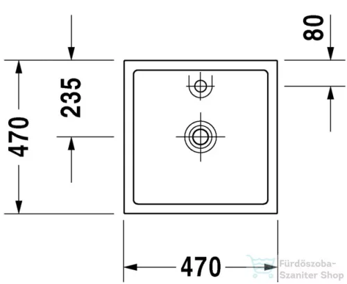 Duravit STARCK 1 47x47 cm-es ráültethető mosdó túlfolyó nélkül,0387470027