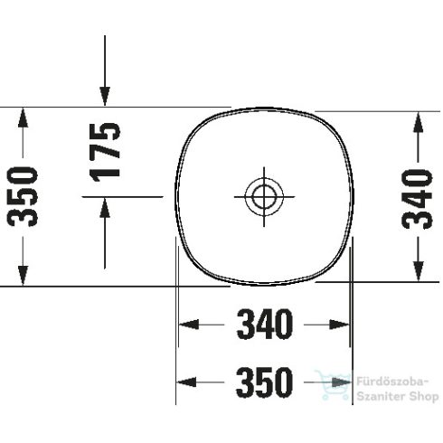 Duravit AURENA 34x34 cm-es pultra ültethető mosdó kerámia lefolyószelep takaróval, Hygieneglaze Plus felülettel, matt fehér 039635AC79